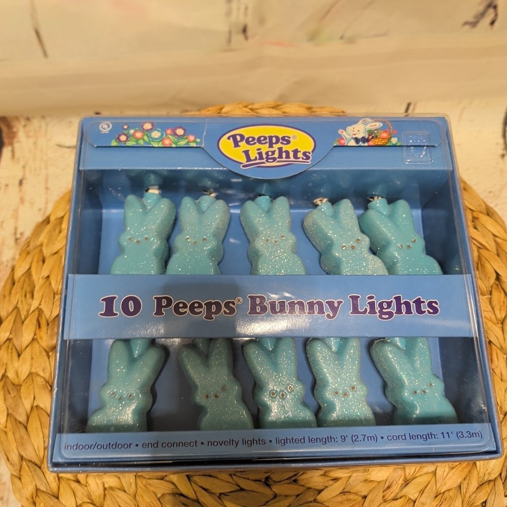 NIB Vintage Blue Peeps 10‎ Bunny Lights